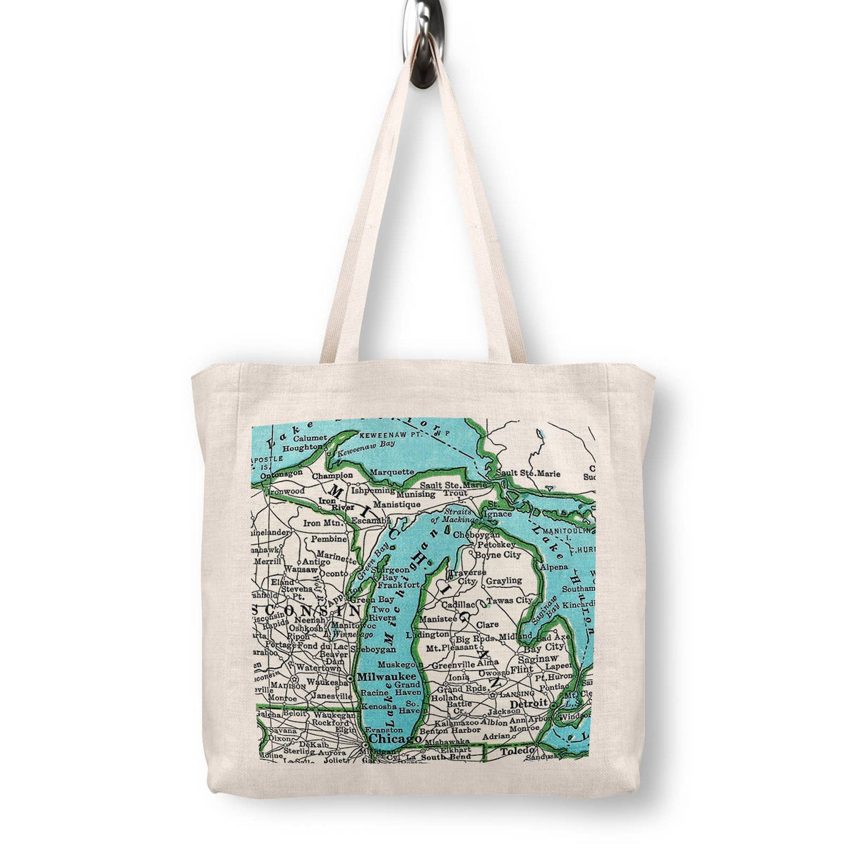 Michigan Vintage Map Canvas Tote Bag