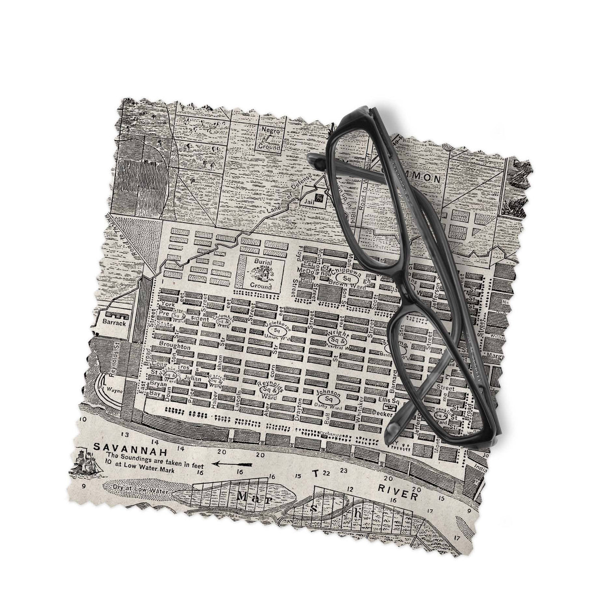 Savannah Georgia vintage map lens cloth