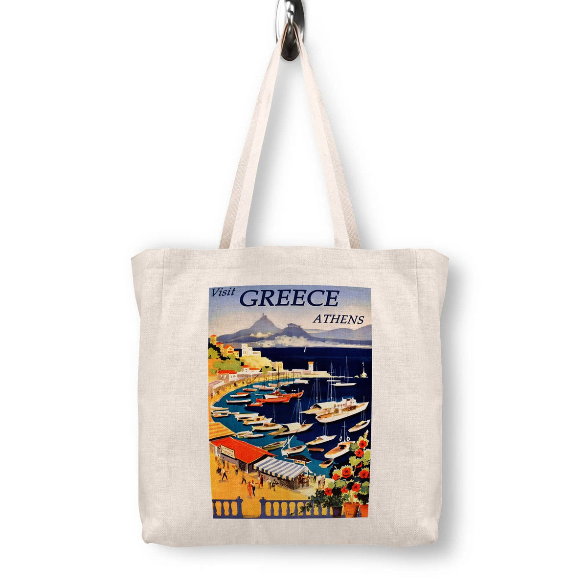 Greece Vintage Travel Poster Canvas Tote Bag