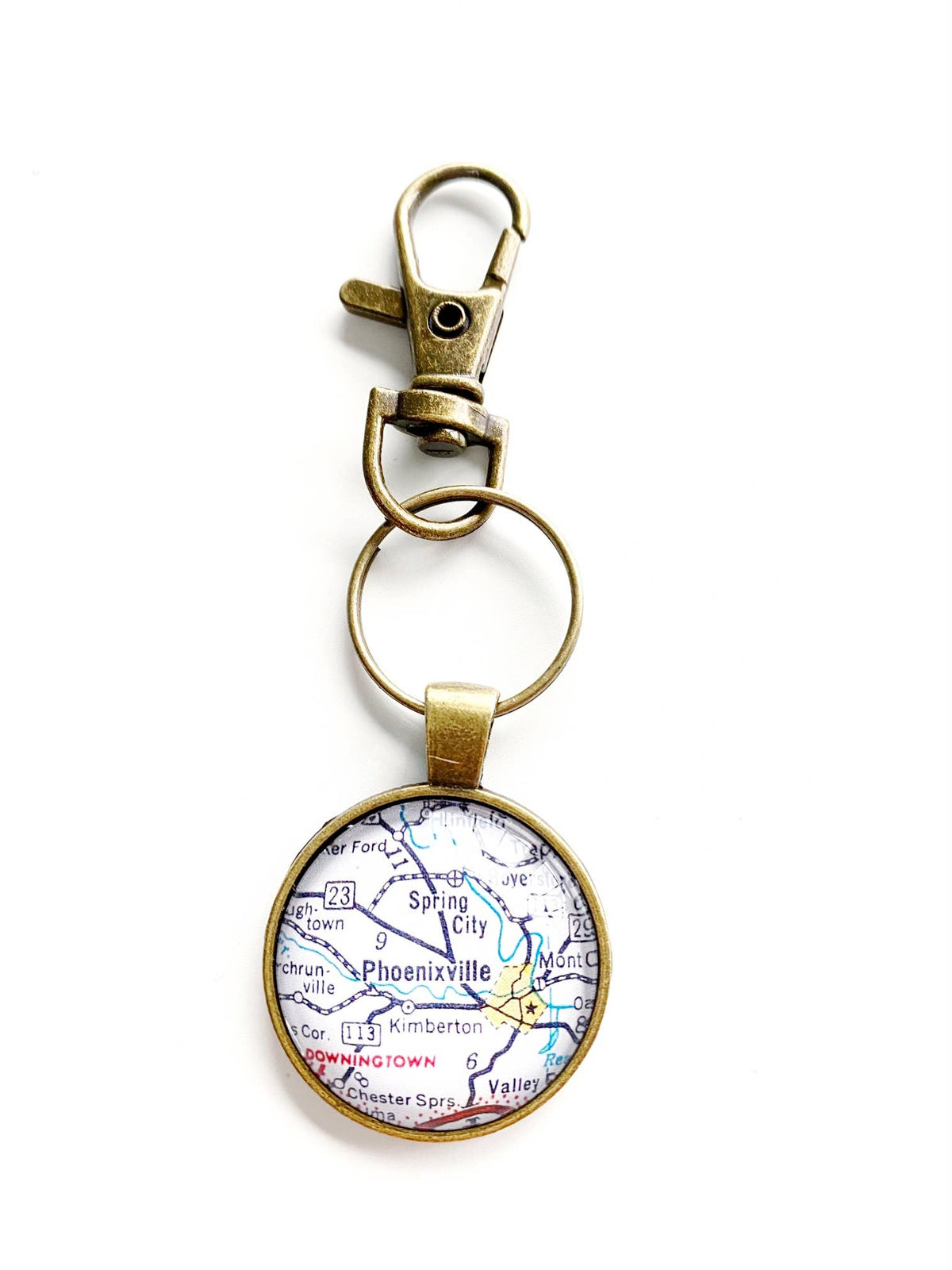 Phoenixville Pennsylvania vintage map keychain
