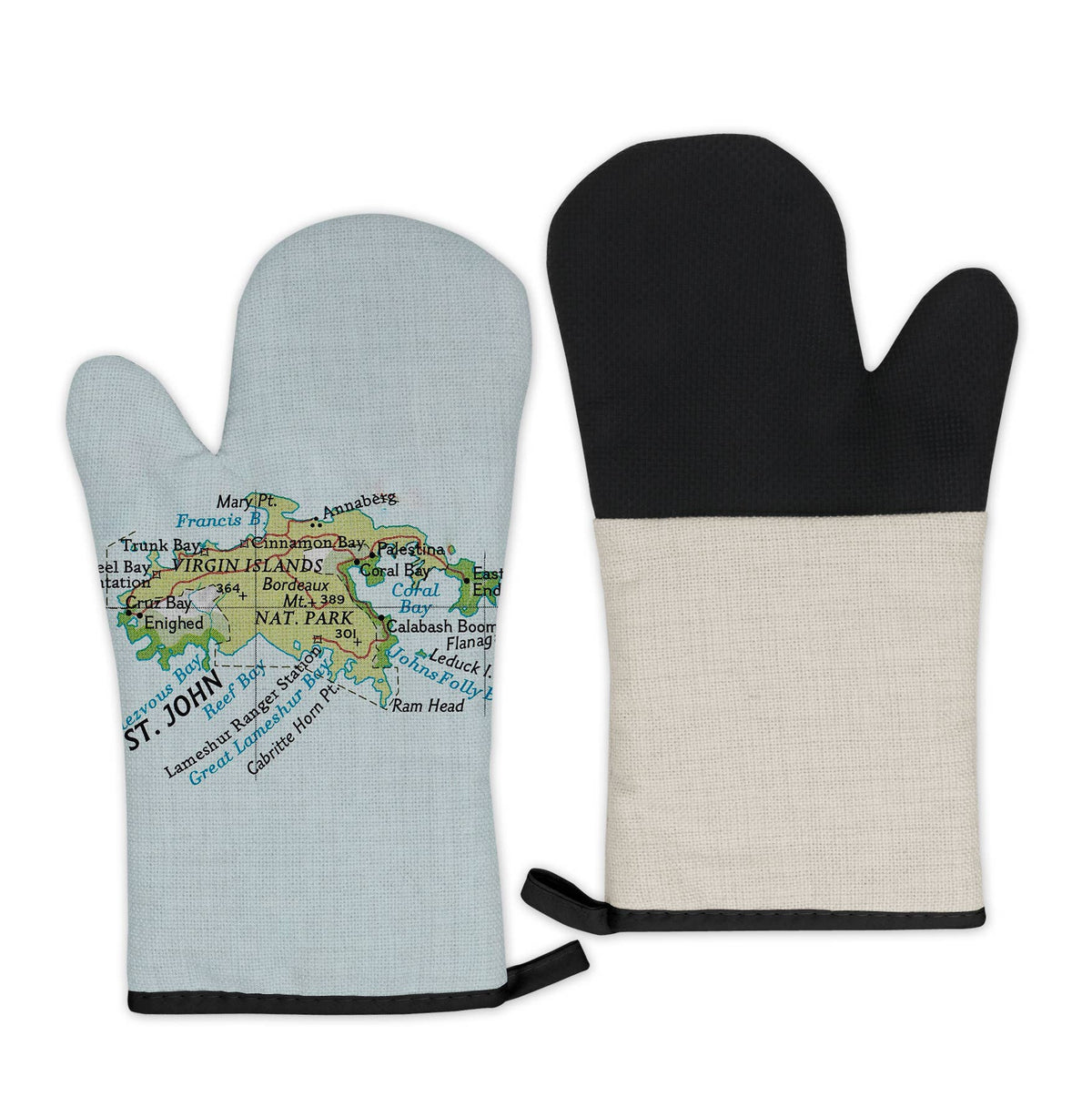 St. John US Virgin Islands vintage map oven mitt