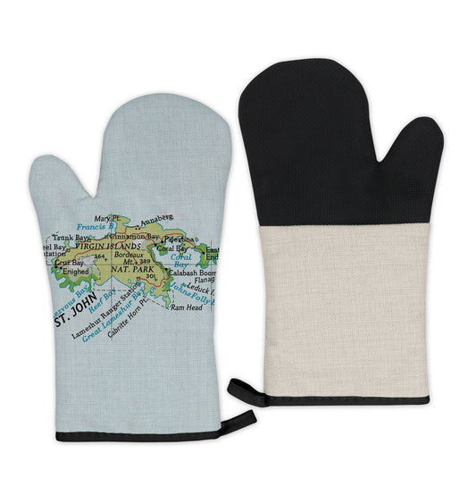 St. John US Virgin Islands vintage map oven mitt
