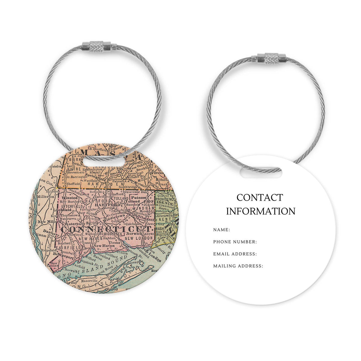 Connecticut Map Luggage Tag