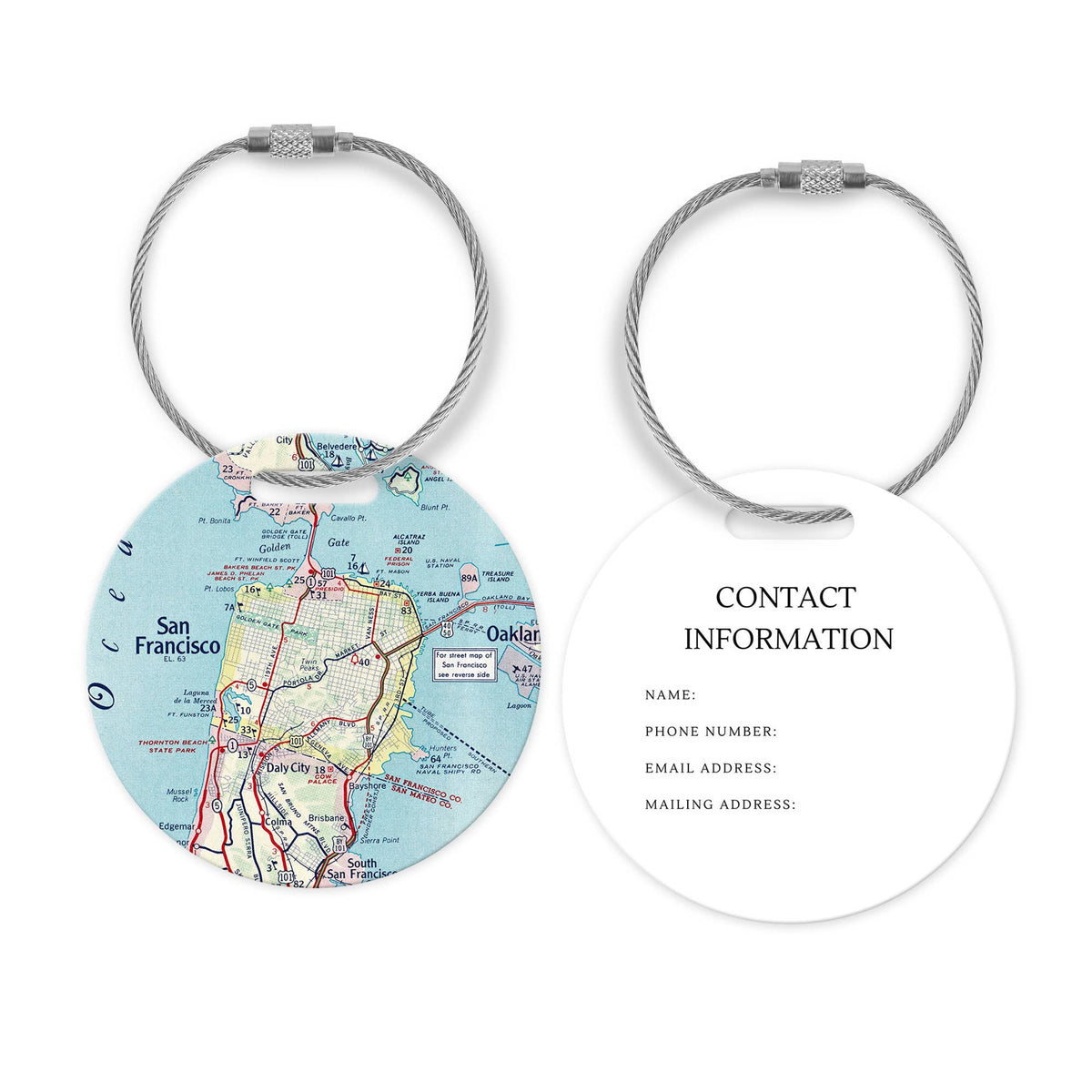 San Francisco California Map Luggage Tag