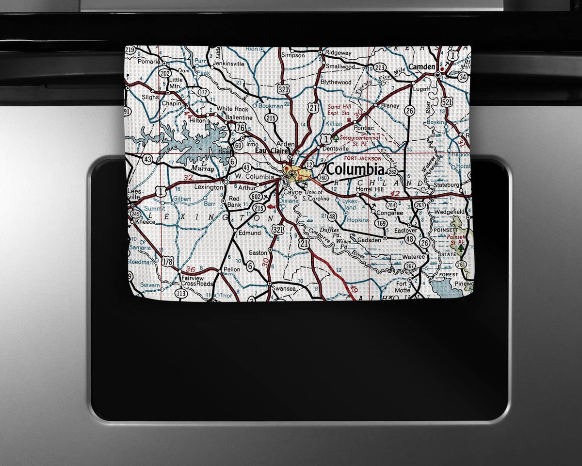 Columbia South Carolina map tea towel