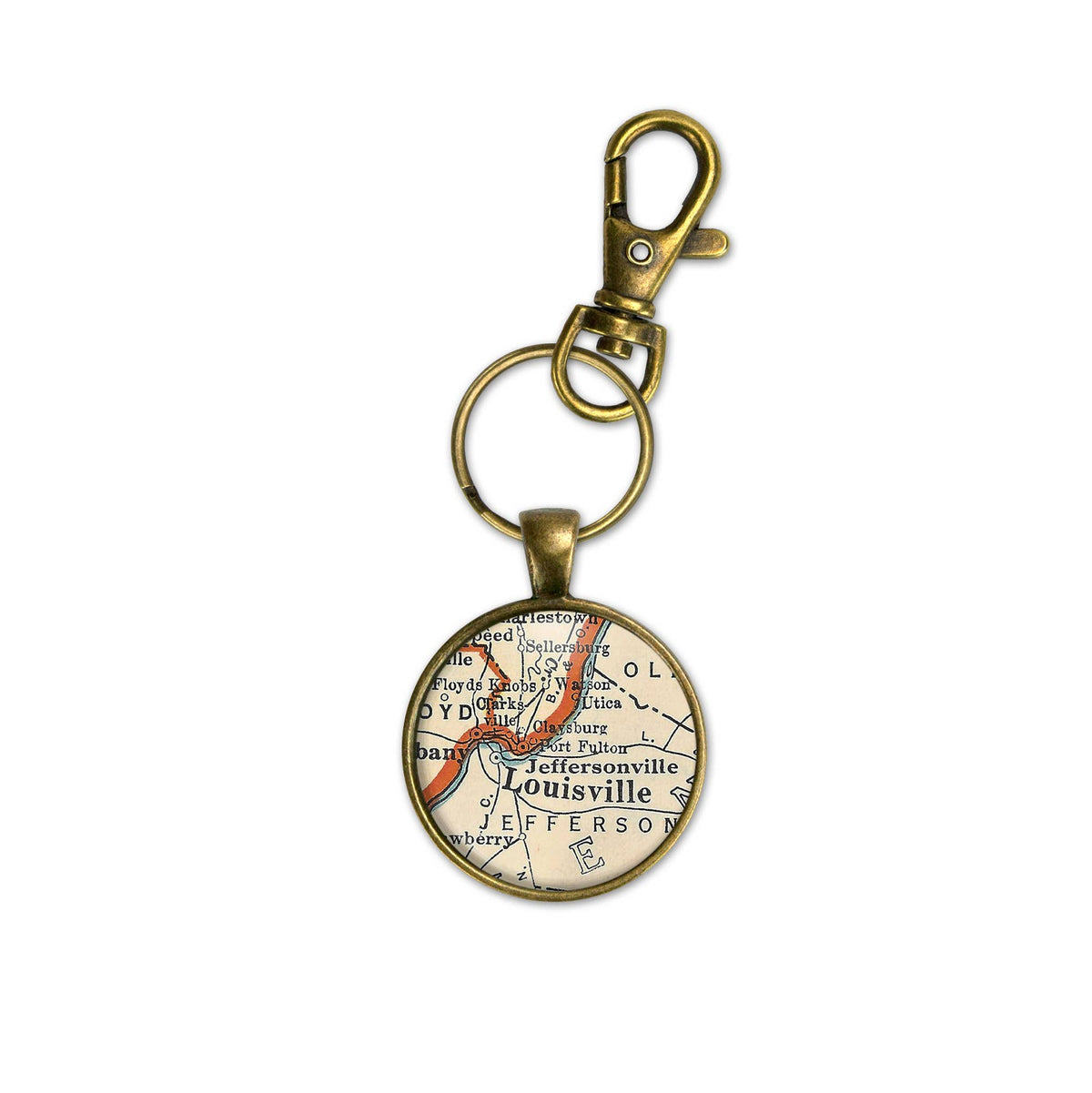 Louisville Kentucky vintage map keychain