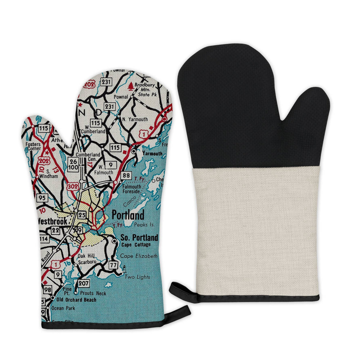 Portland Maine vintage map oven mitt