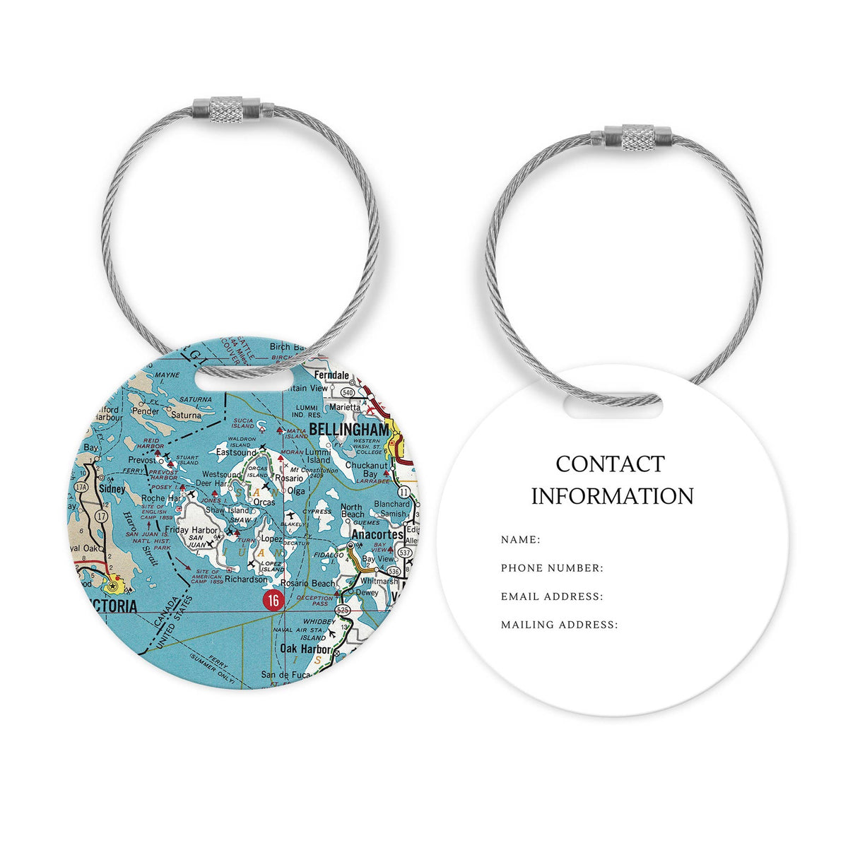 San Juan Islands Washington Map Luggage Tag