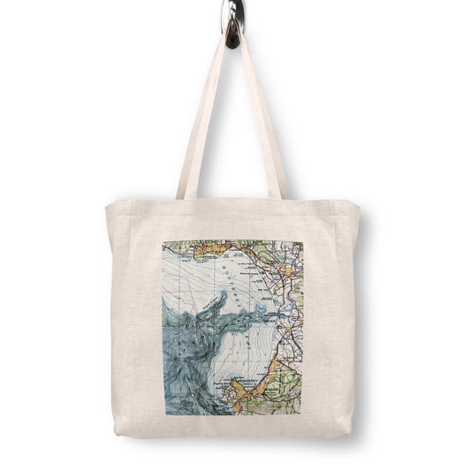 Monterey Bay California Vintage Map Canvas Tote Bag