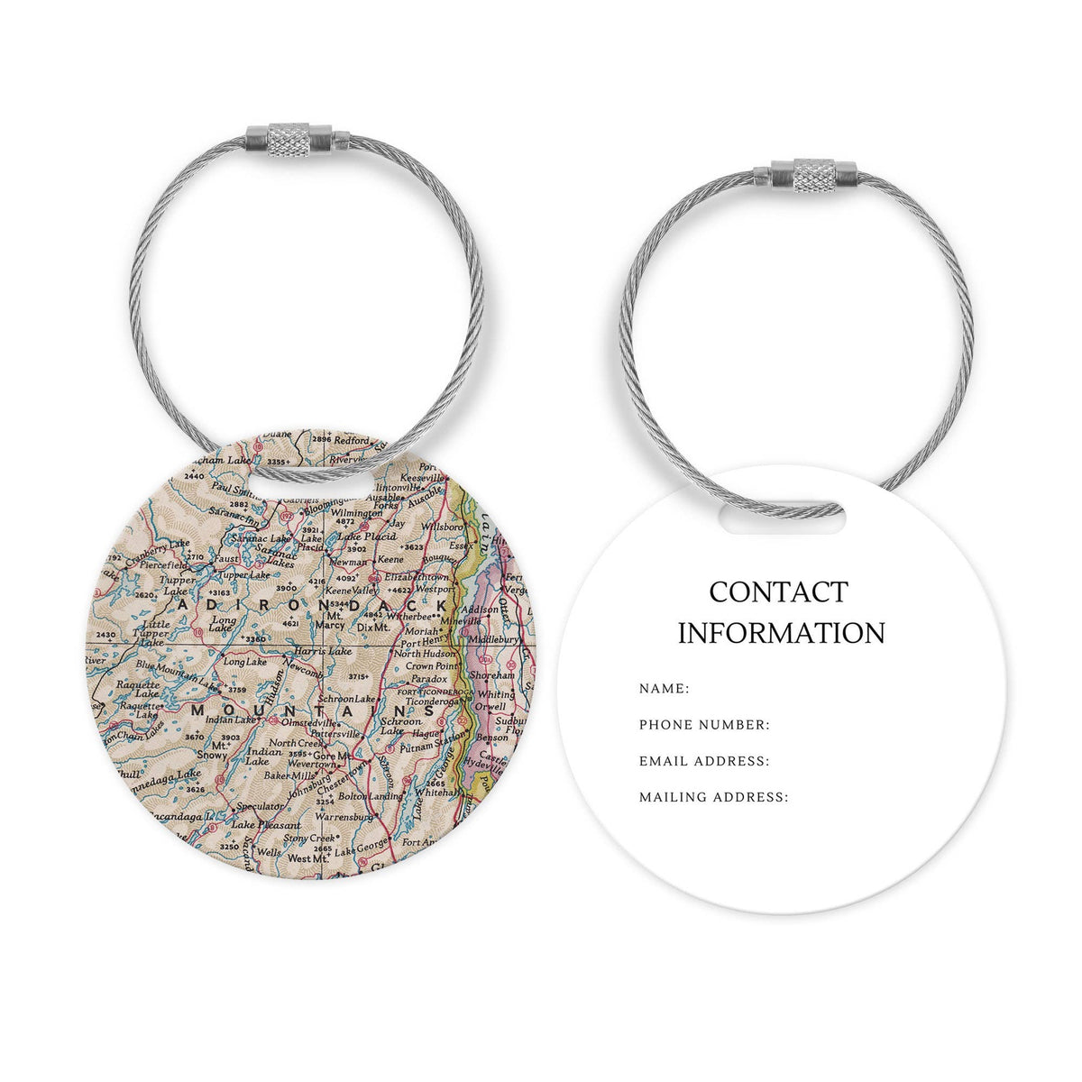 Adirondack Mountains New York Map Luggage Tag