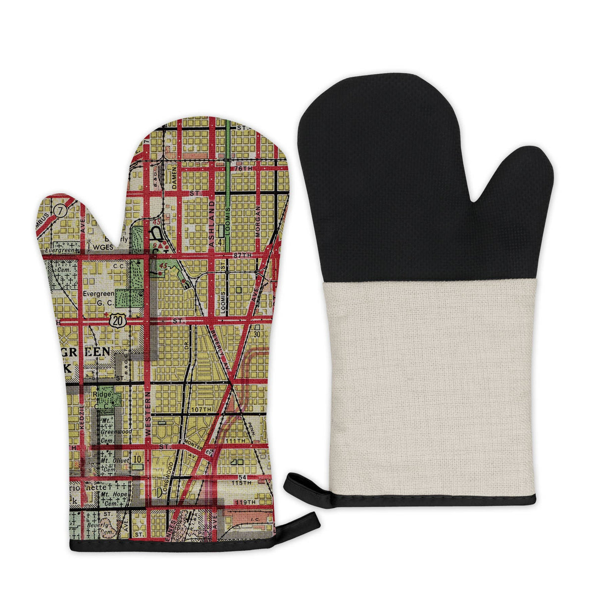 Beverly Chicago vintage map oven mitt