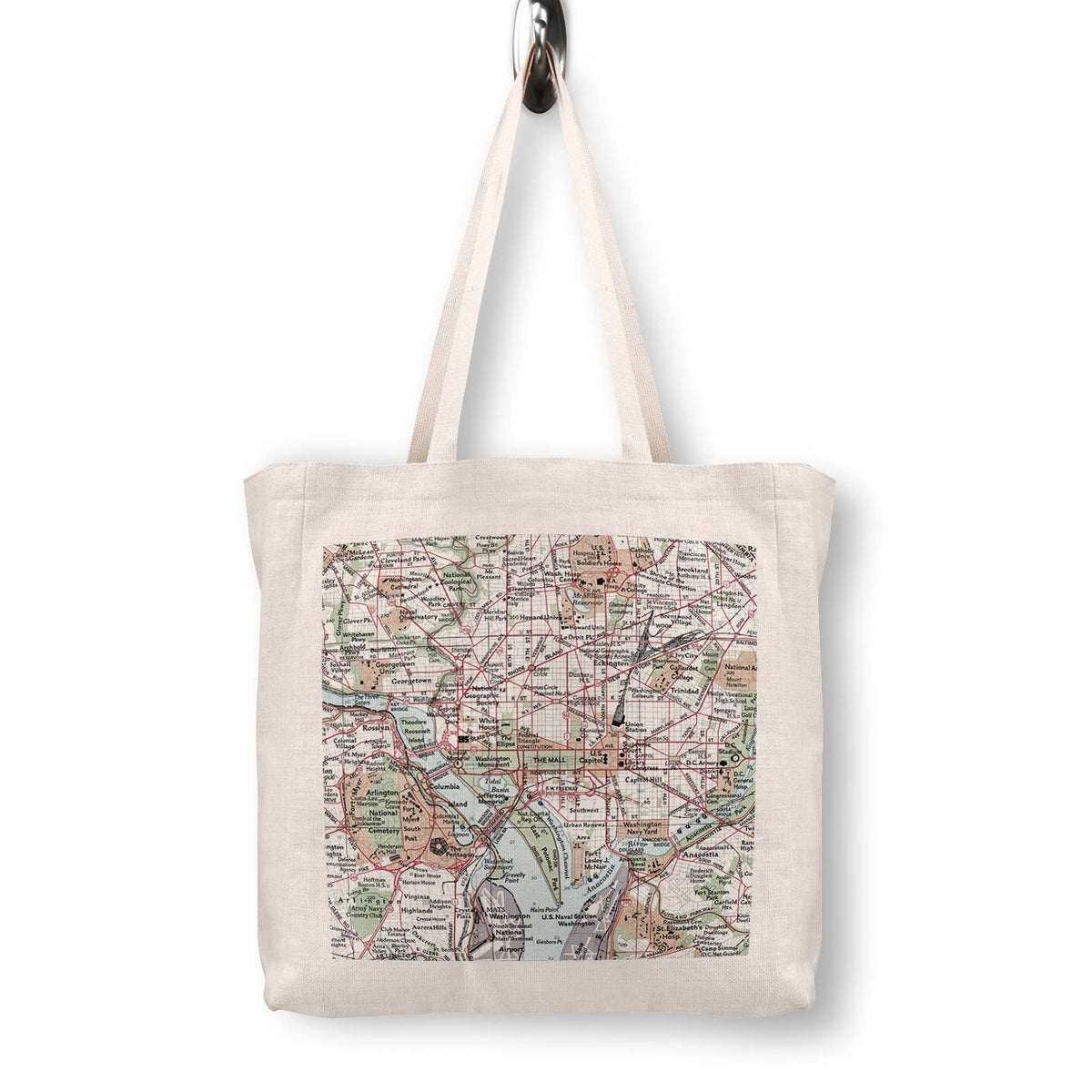 Washington DC Vintage Map Canvas Tote Bag