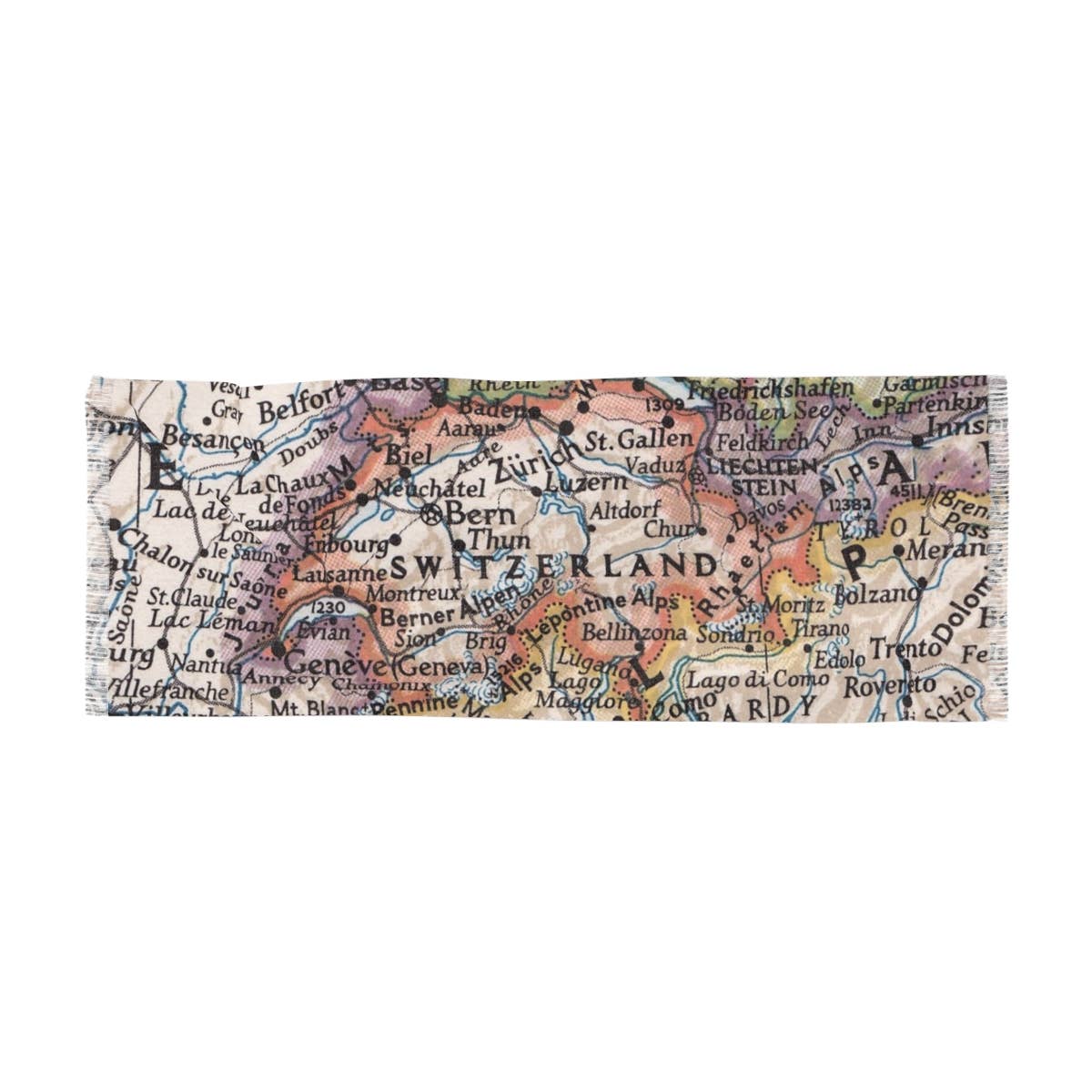 Switzerland Map Travel Scarf view 2