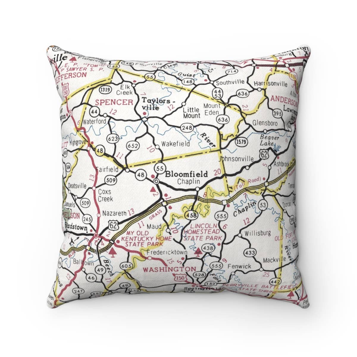 Bloomfield Kentucky vintage map throw pillow