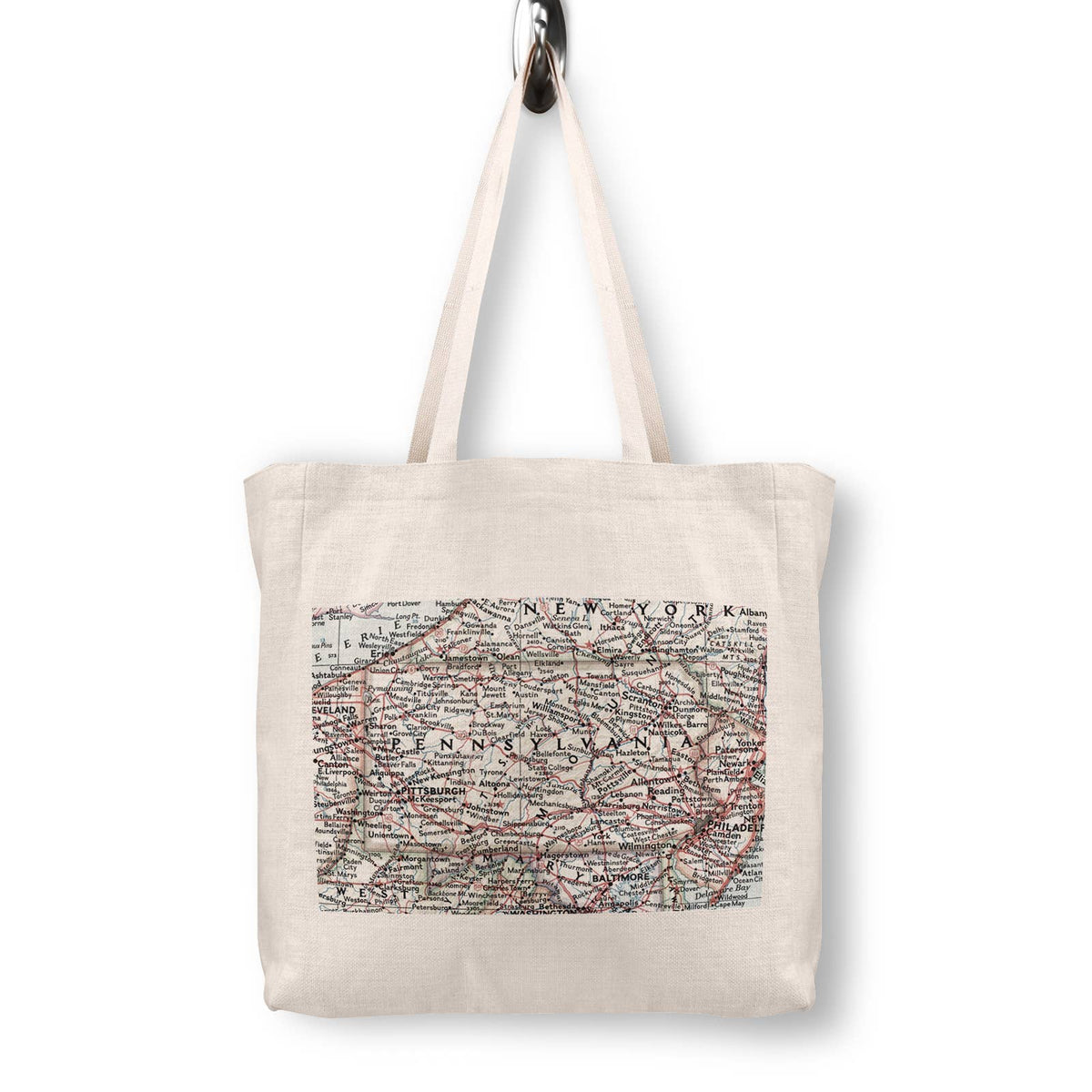 Pennsylvania Vintage Map Canvas Tote Bag