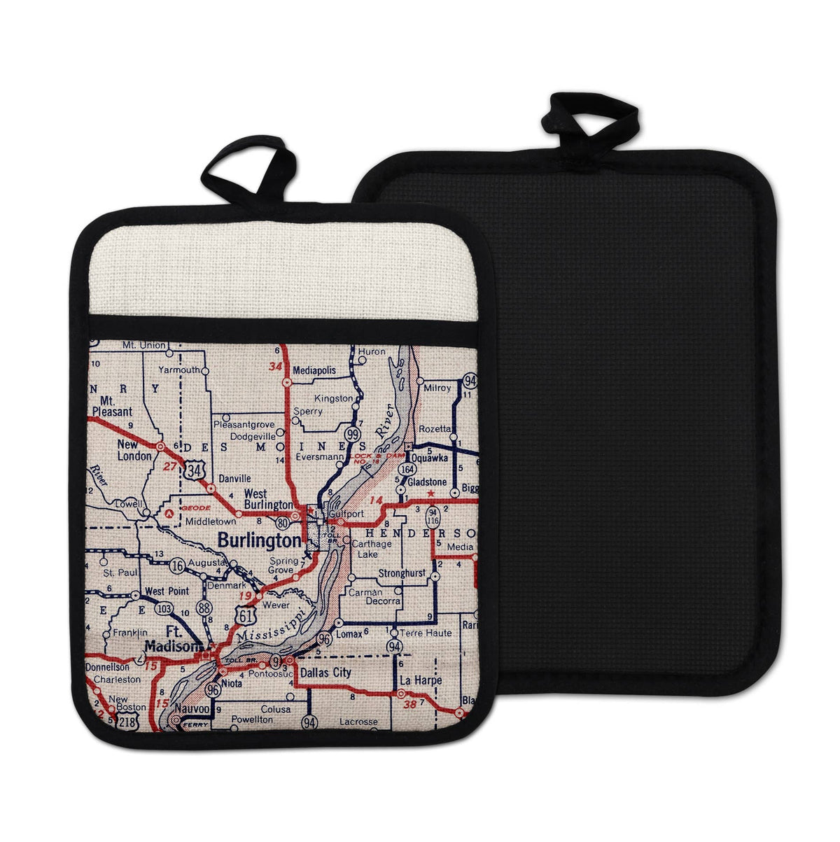 Burlington Iowa vintage map hot pad