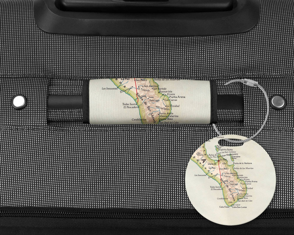 Cabo San Lucas Mexico Map Luggage Tag and Handle Wrap
