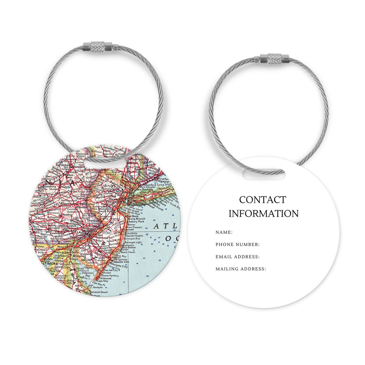 New Jersey Map Luggage Tag