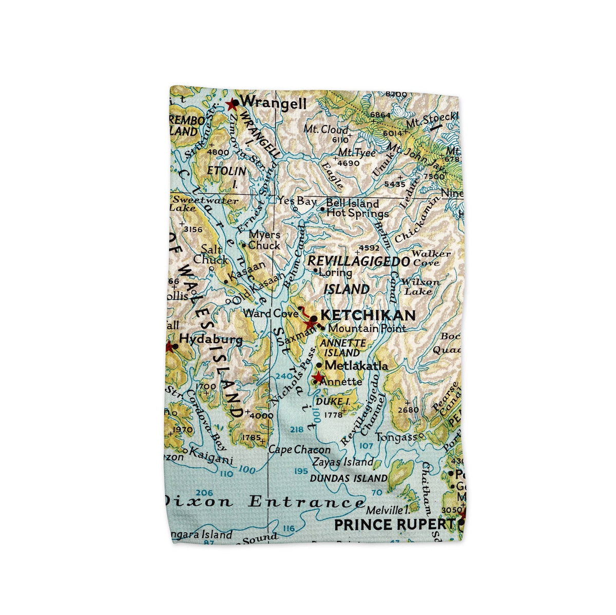 Ketchikan Alaska map tea towel