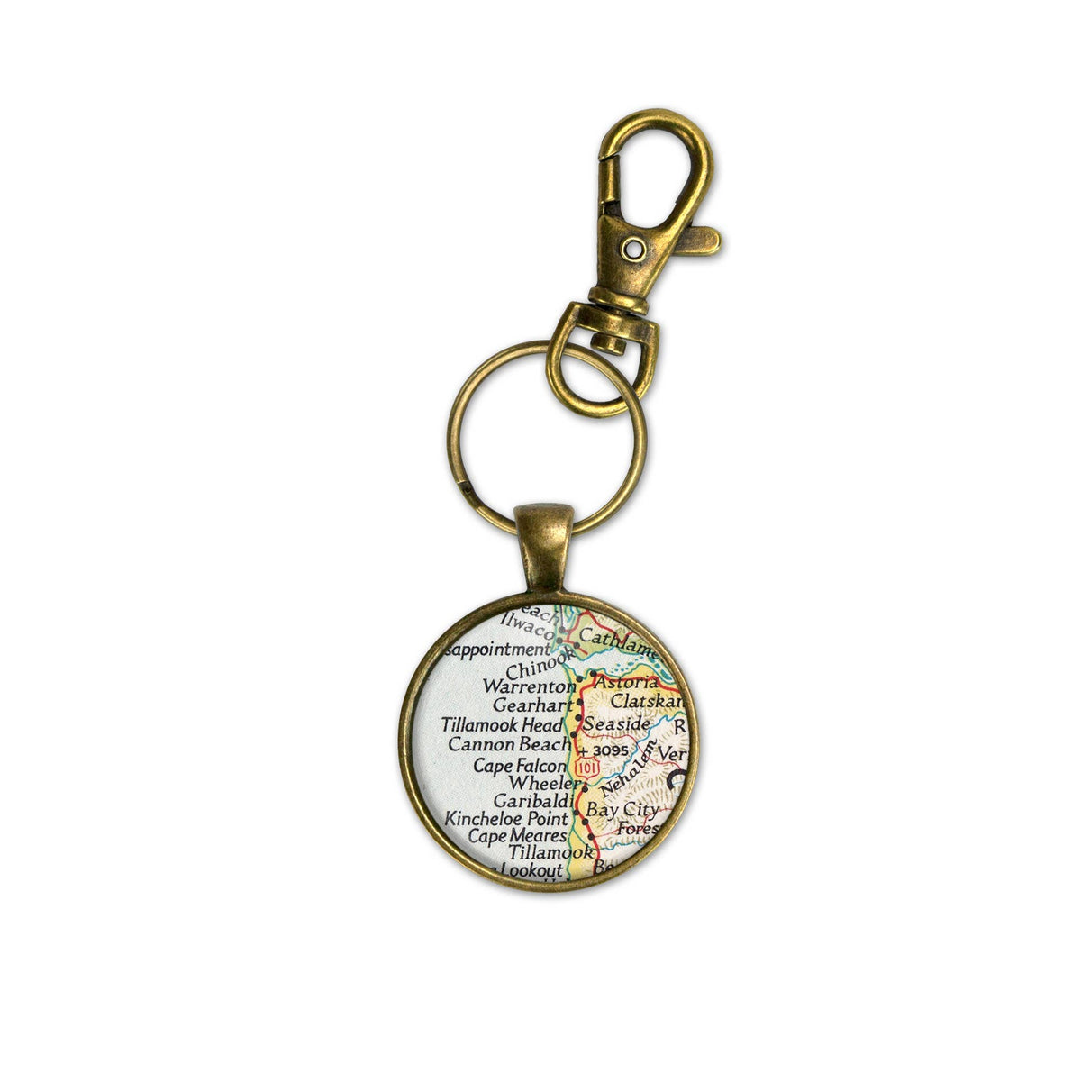 Cannon Beach Oregon vintage map keychain