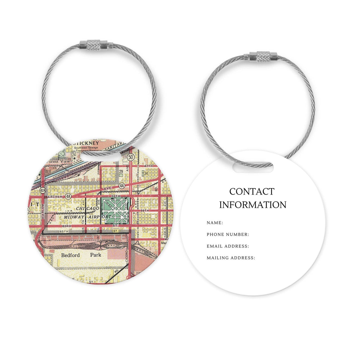 Chicago Midway Map Luggage Tag and Handle Wrap view 2