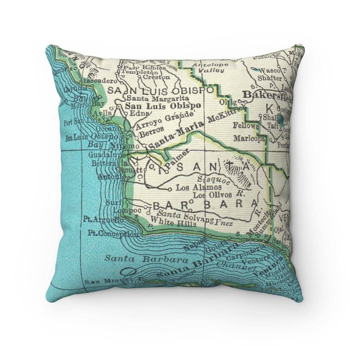 Santa Barbara California vintage map throw pillow