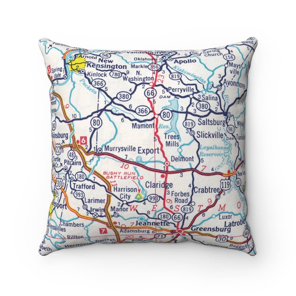 Export Pennsylvania vintage map throw pillow