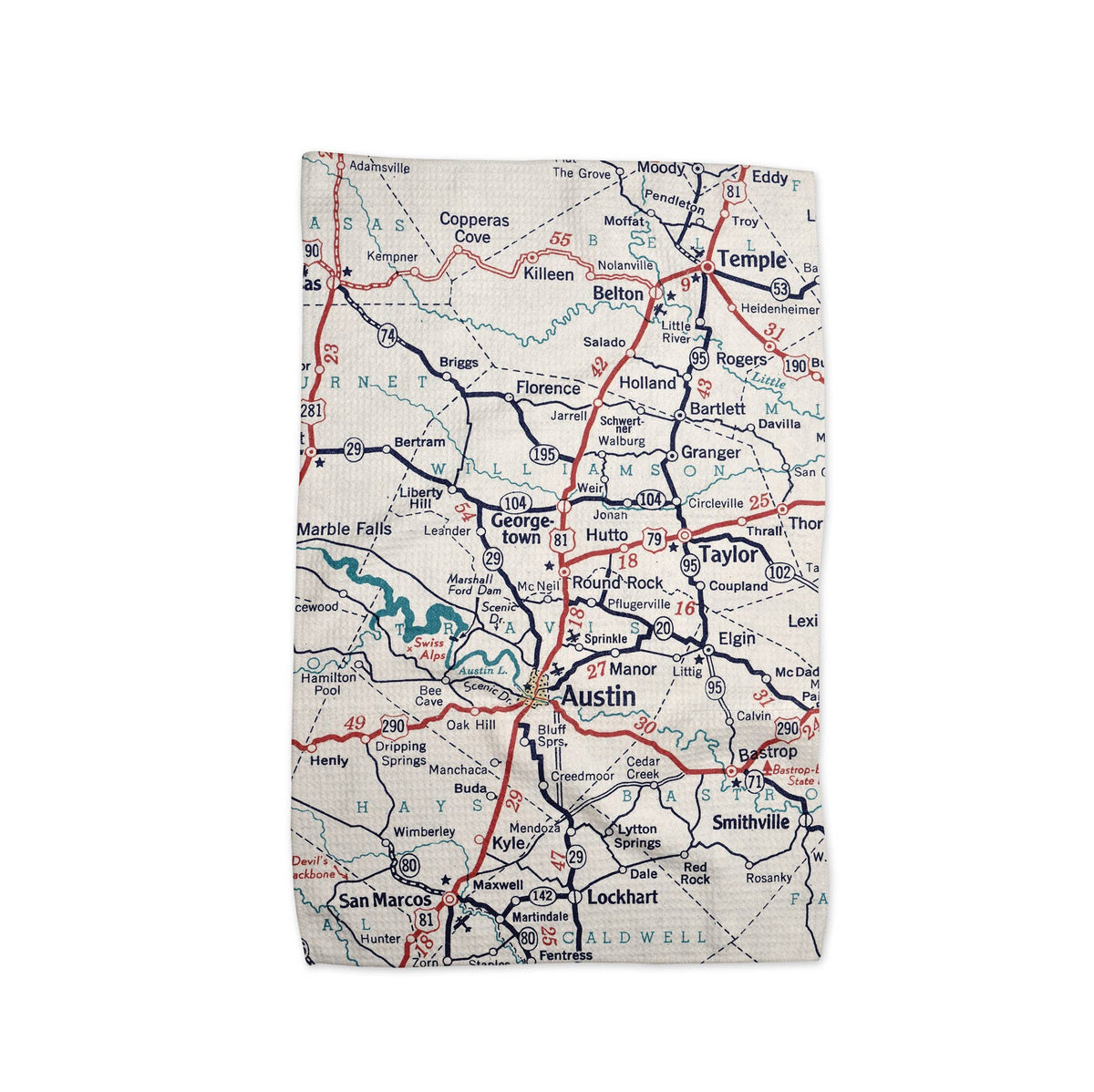 Round Rock Texas map tea towel