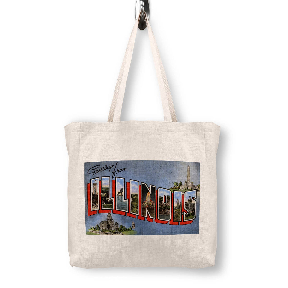 Illinois Vintage Postcard Canvas Tote Bag