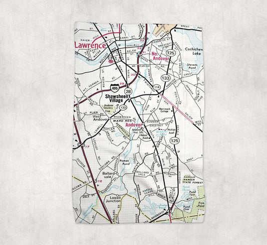 Andover Massachusetts map tea towel