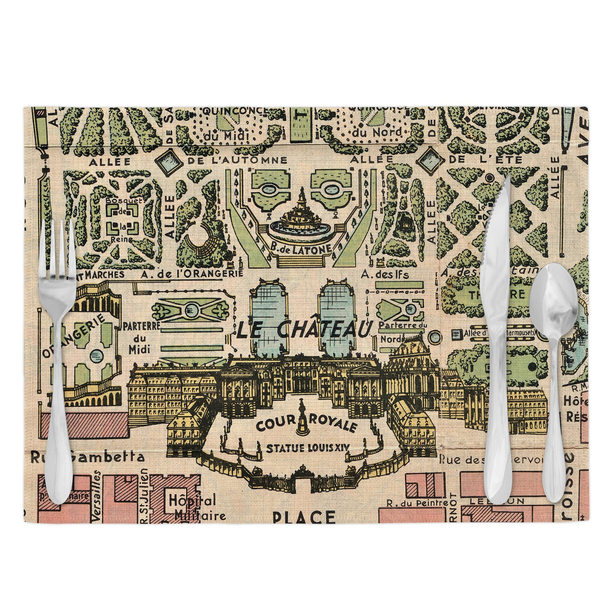Versailles France vintage map placemats set of 4