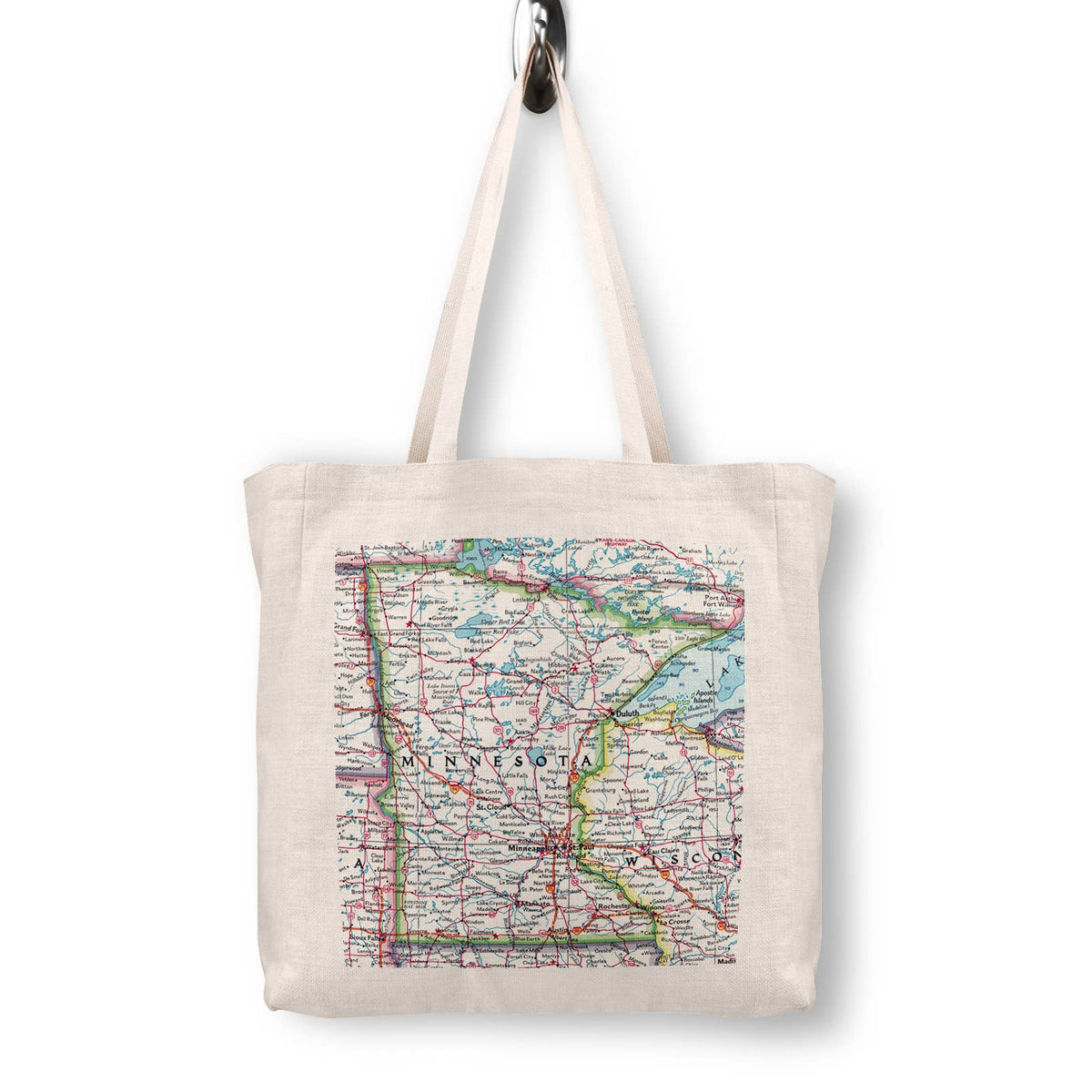 Minnesota Vintage Map Canvas Tote Bag