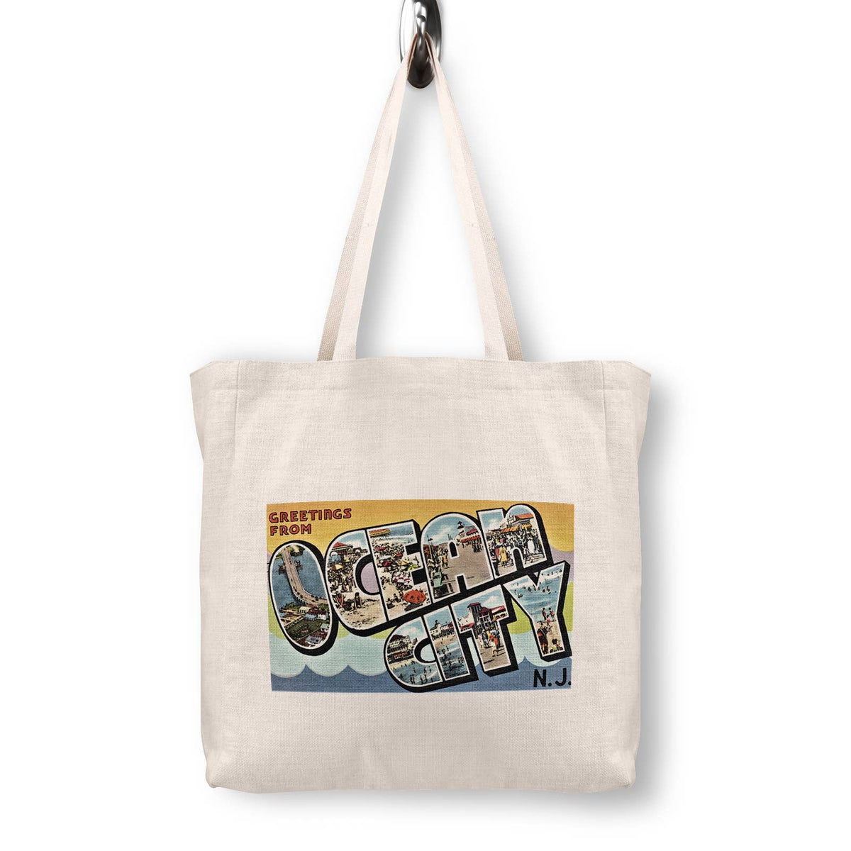 Ocean City New Jersey Vintage Postcard Canvas Tote Bag