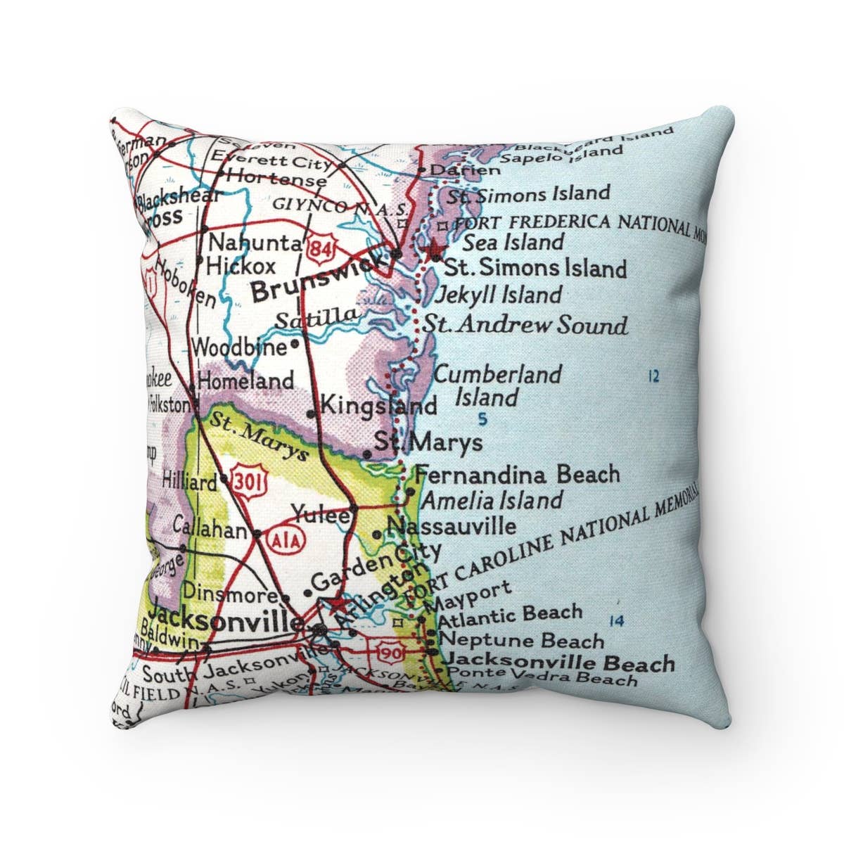 Kingsland Georgia vintage map throw pillow