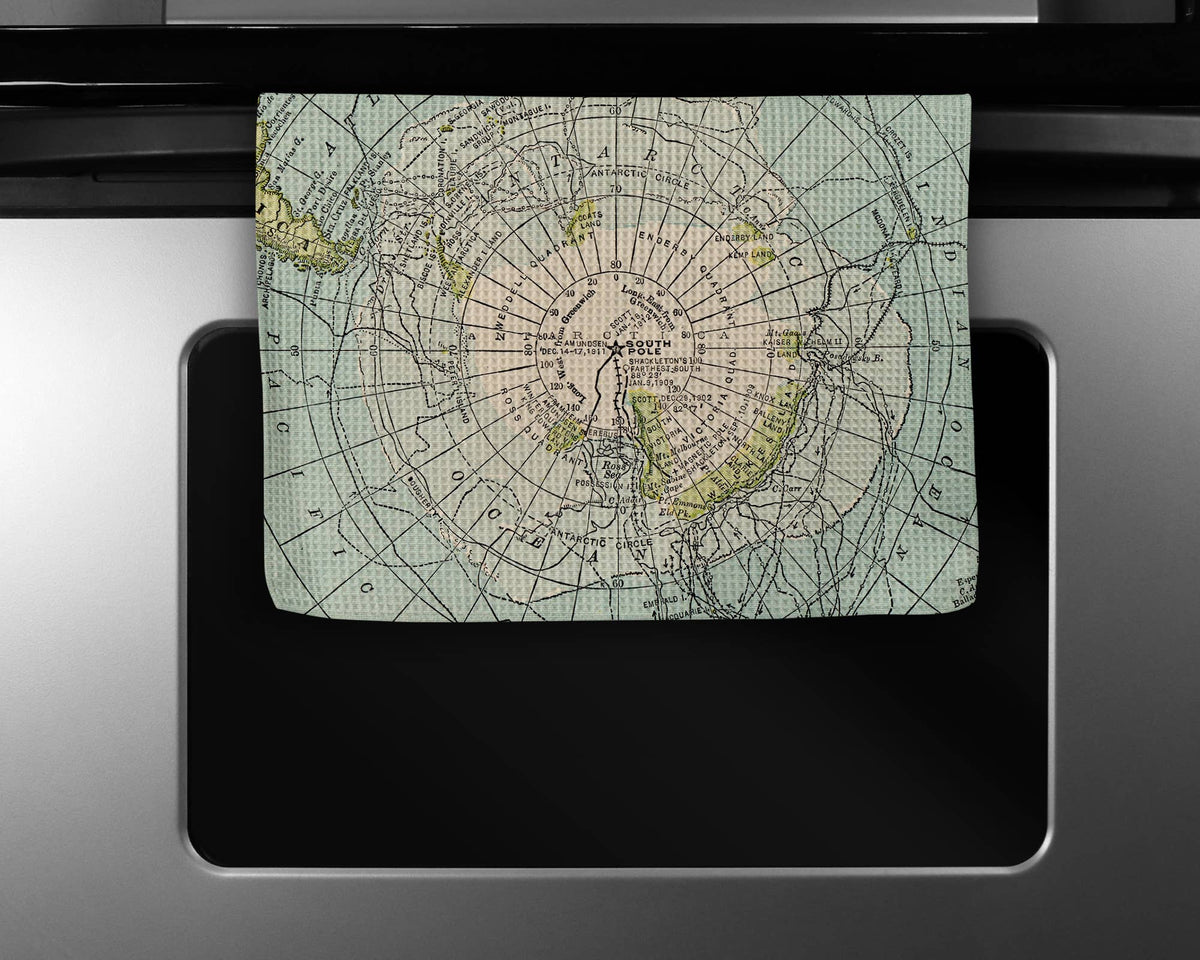 Antarctica South Pole map tea towel