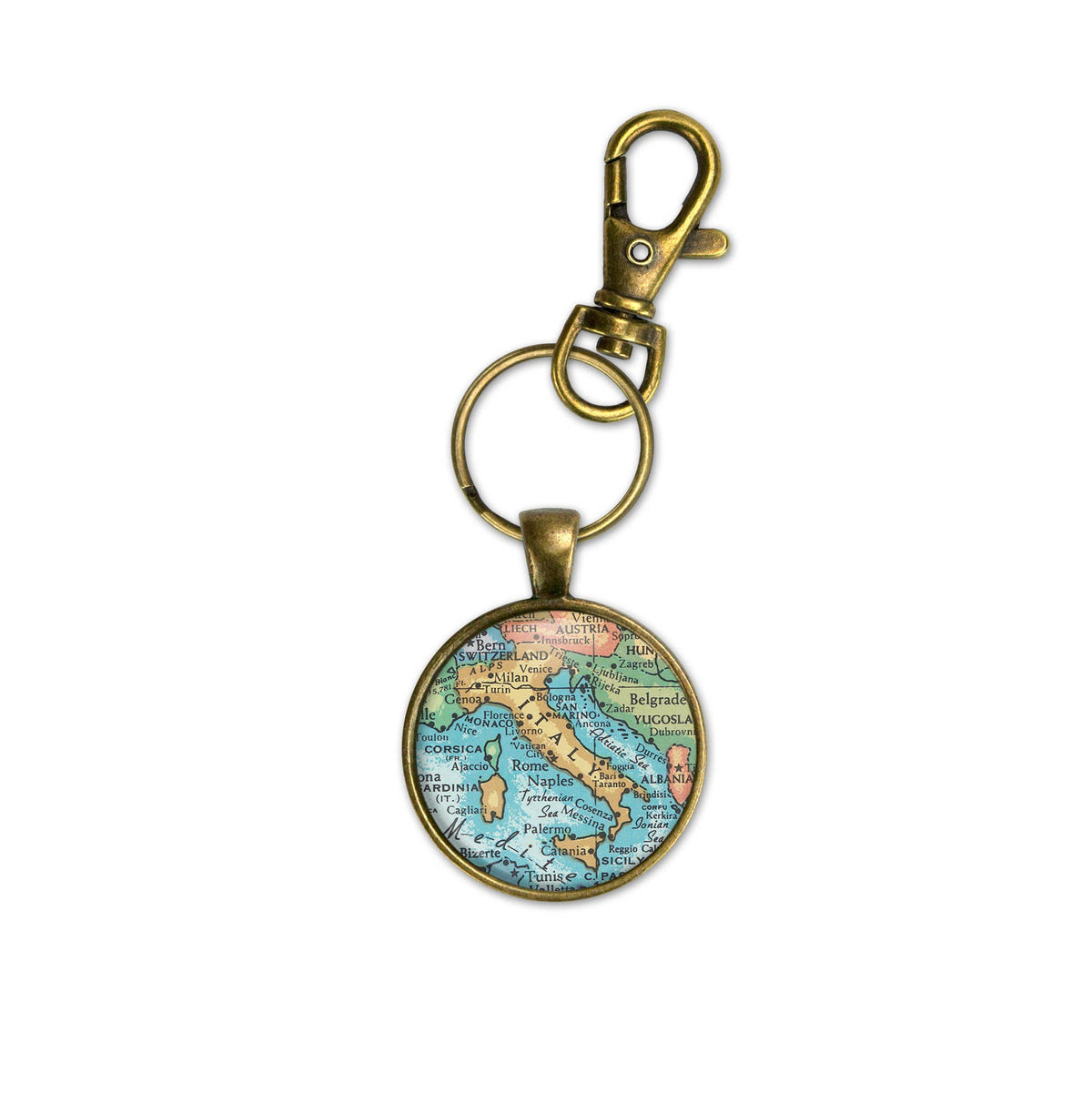 Italy vintage map keychain