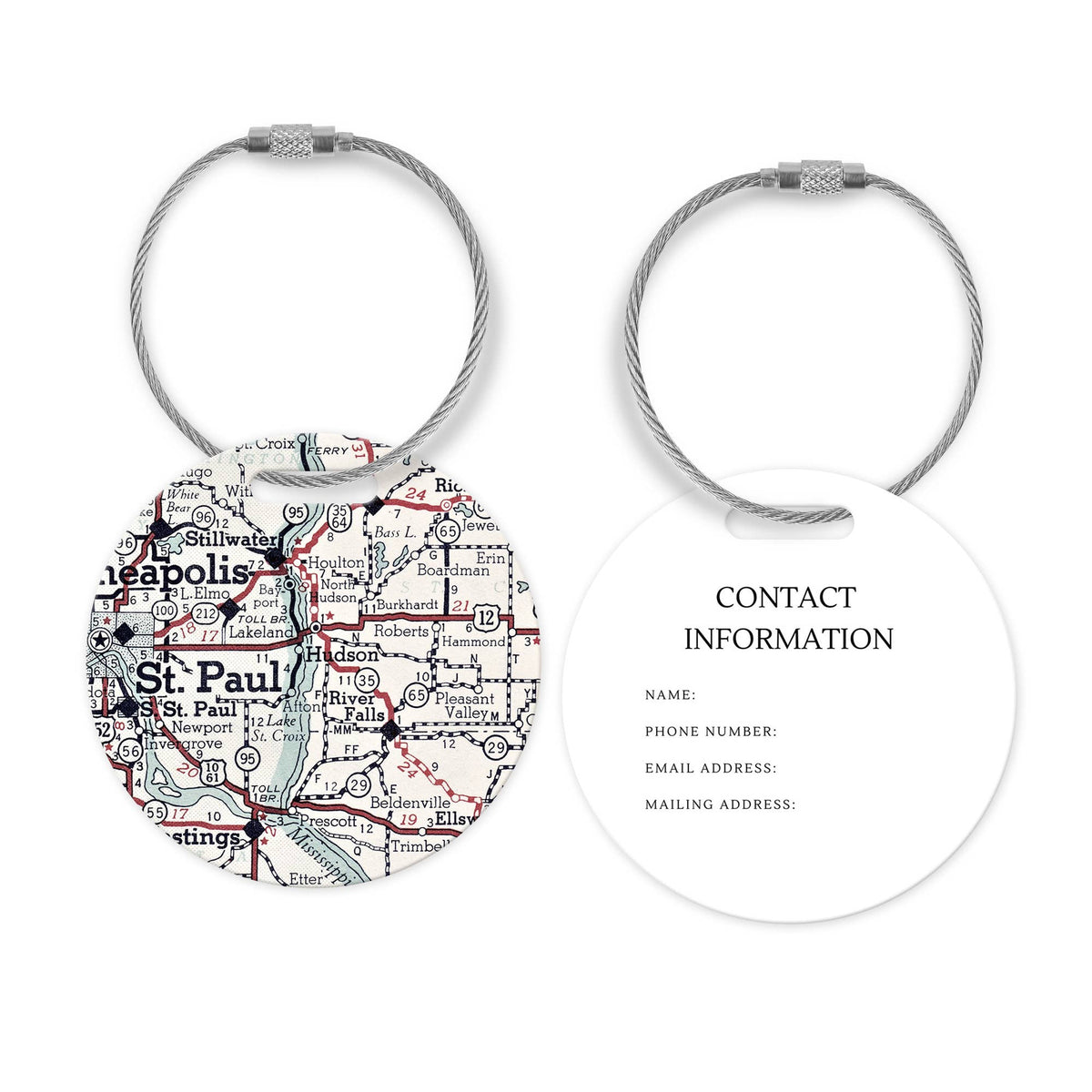 Hudson Wisconsin Map Luggage Tag