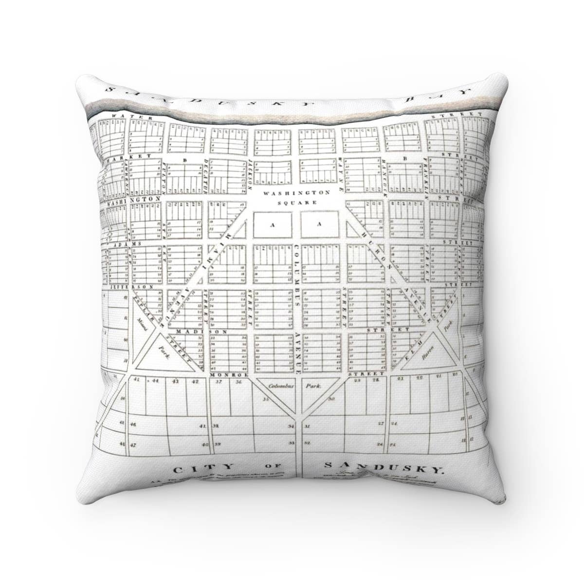 Sandusky Ohio vintage map throw pillow