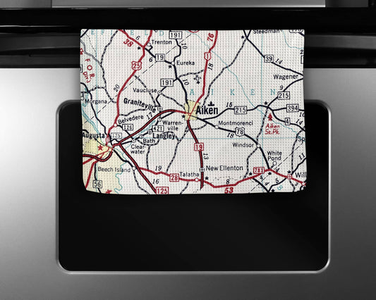 Aiken South Carolina map tea towel