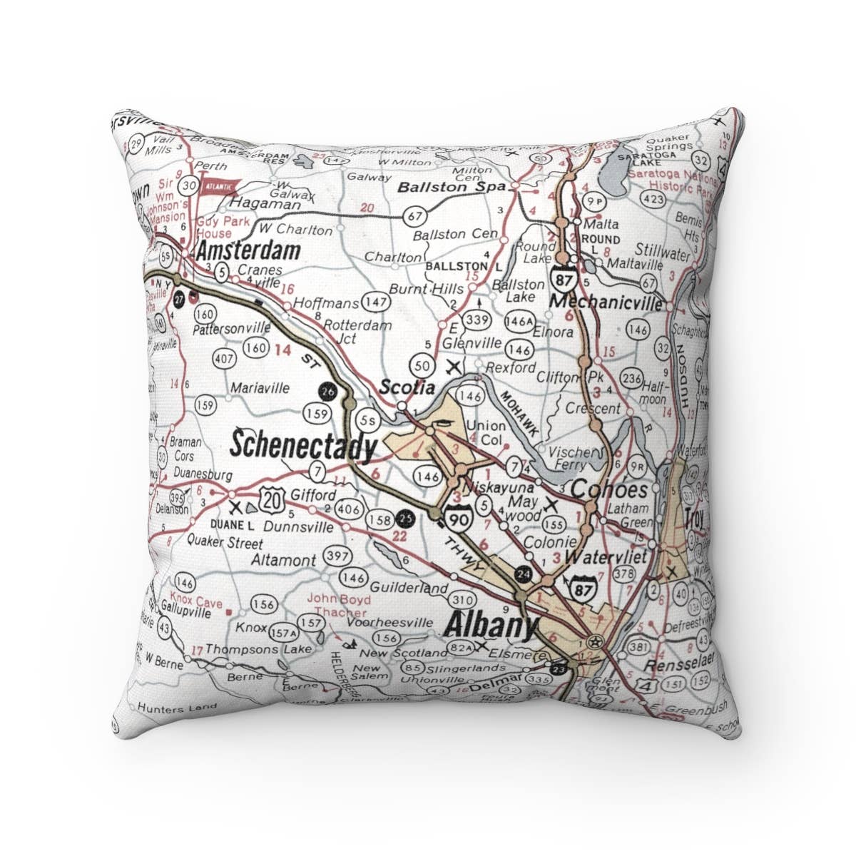 Schenectady New York vintage map throw pillow