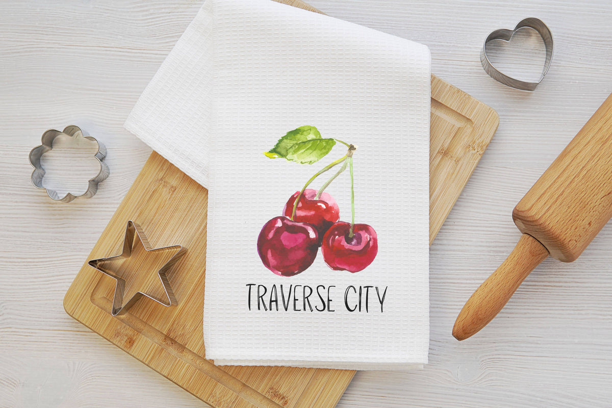Traverse City Michigan Cherry tea towel