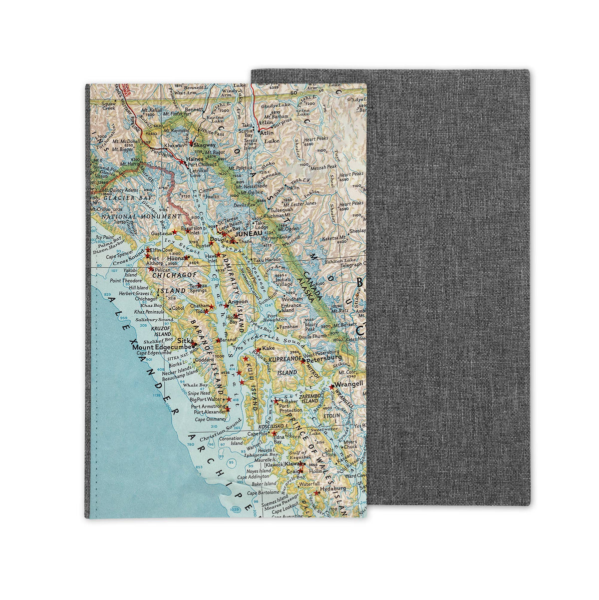 Alaska Inside Passage vintage map journal