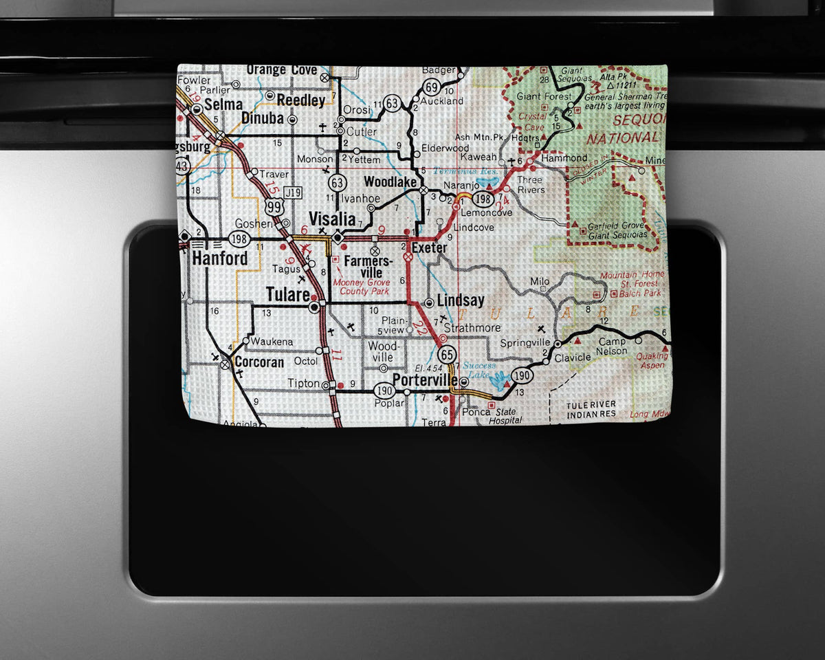 Exeter California map tea towel