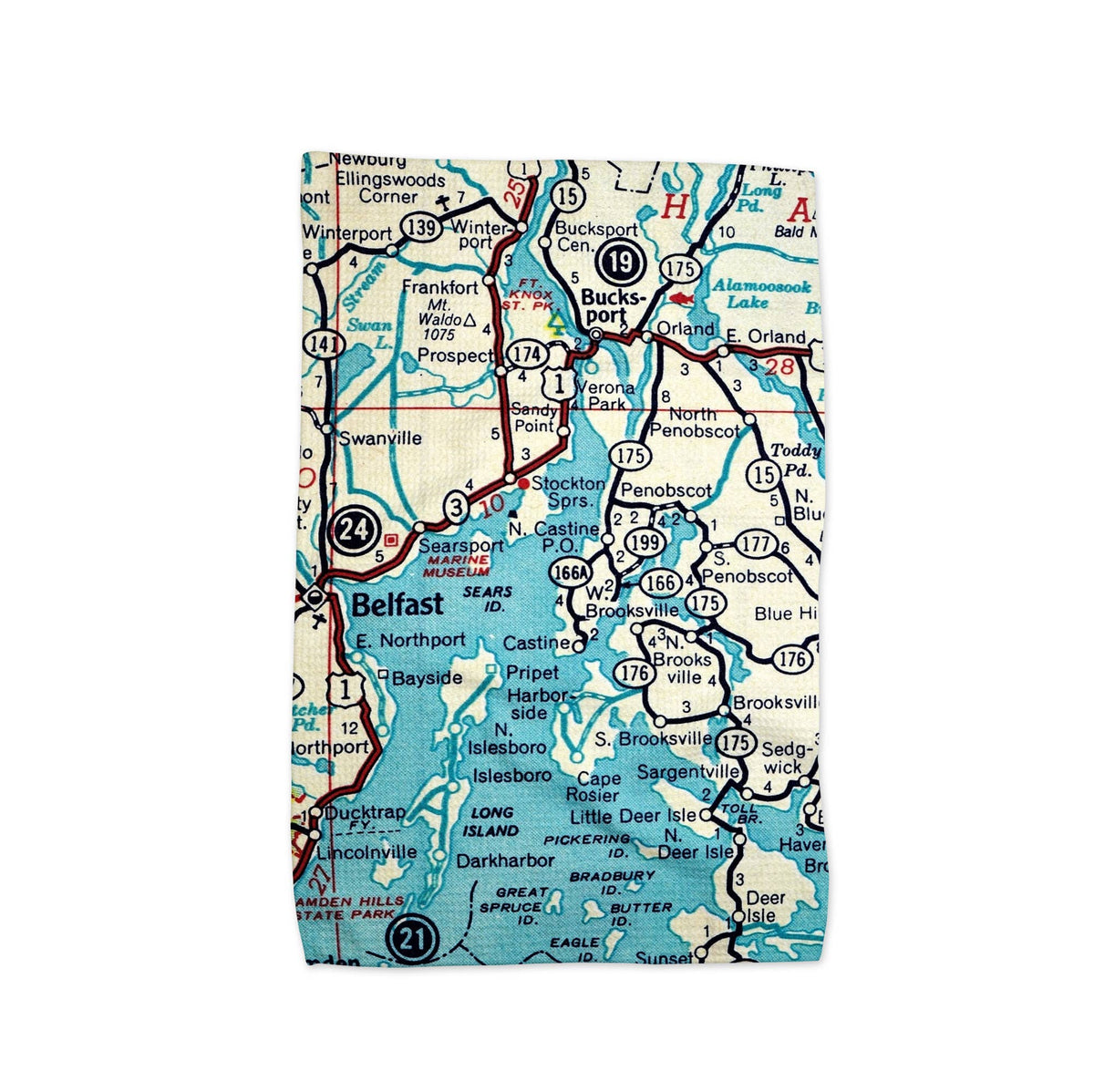 Castine Maine map tea towel