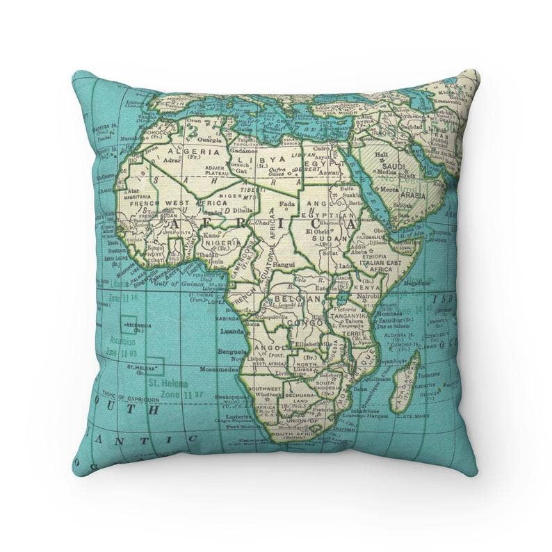 Africa vintage map throw pillow