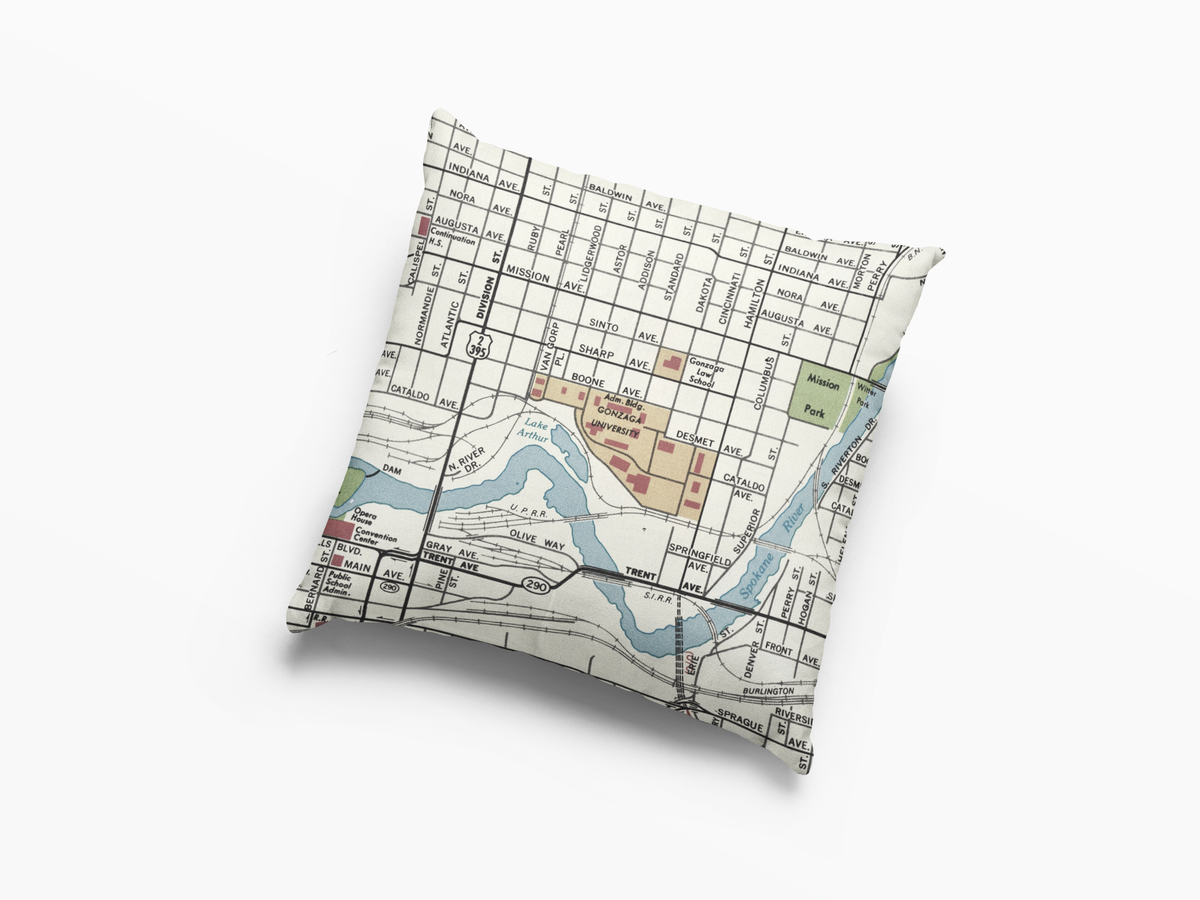 Gonzaga University vintage map throw pillow