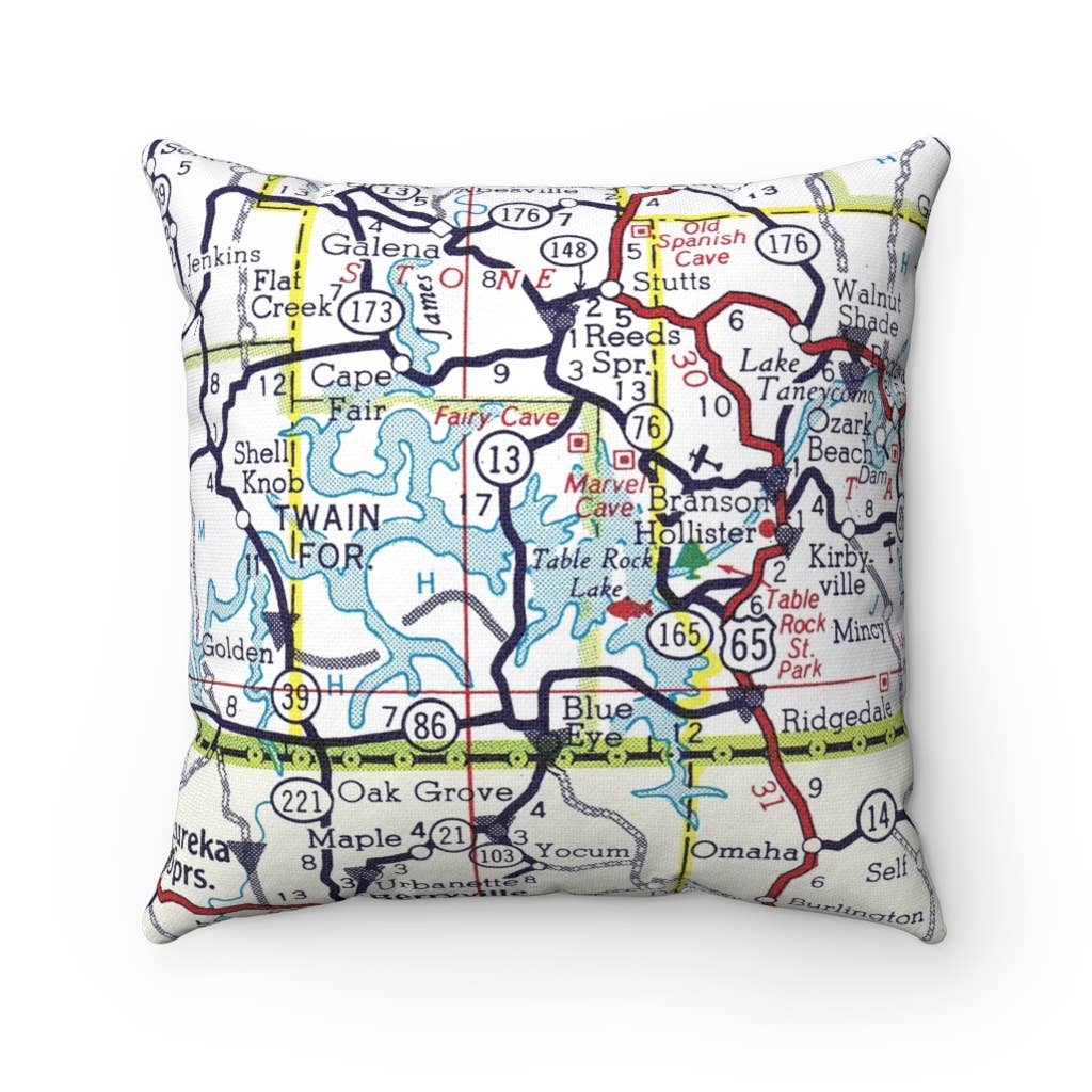 Table Rock Lake Missouri vintage map throw pillow