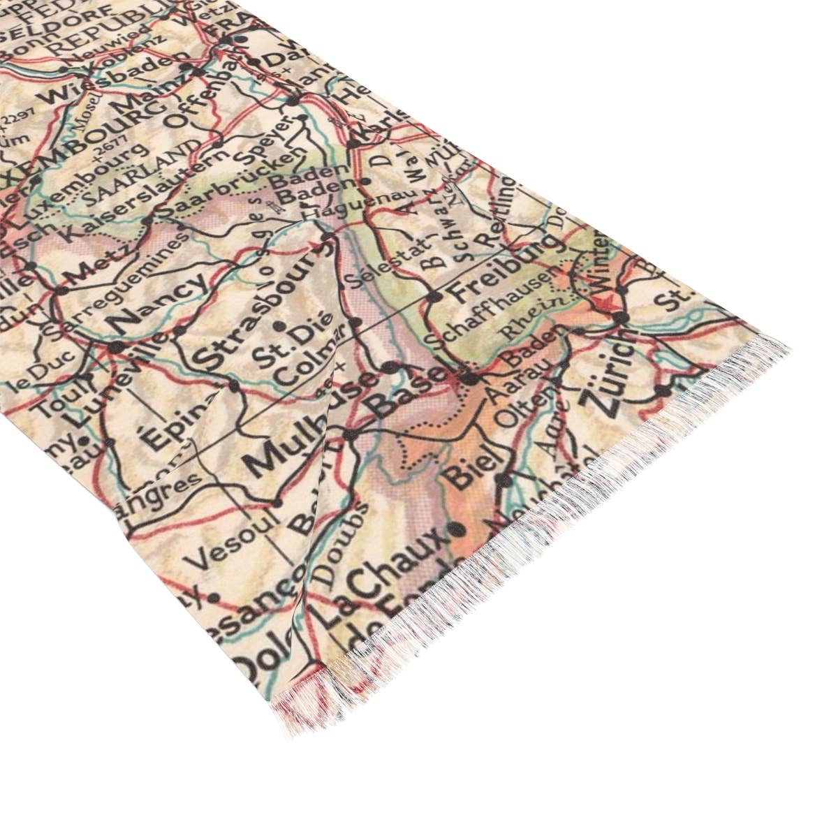 Rhine River Map Travel Scarf view 4