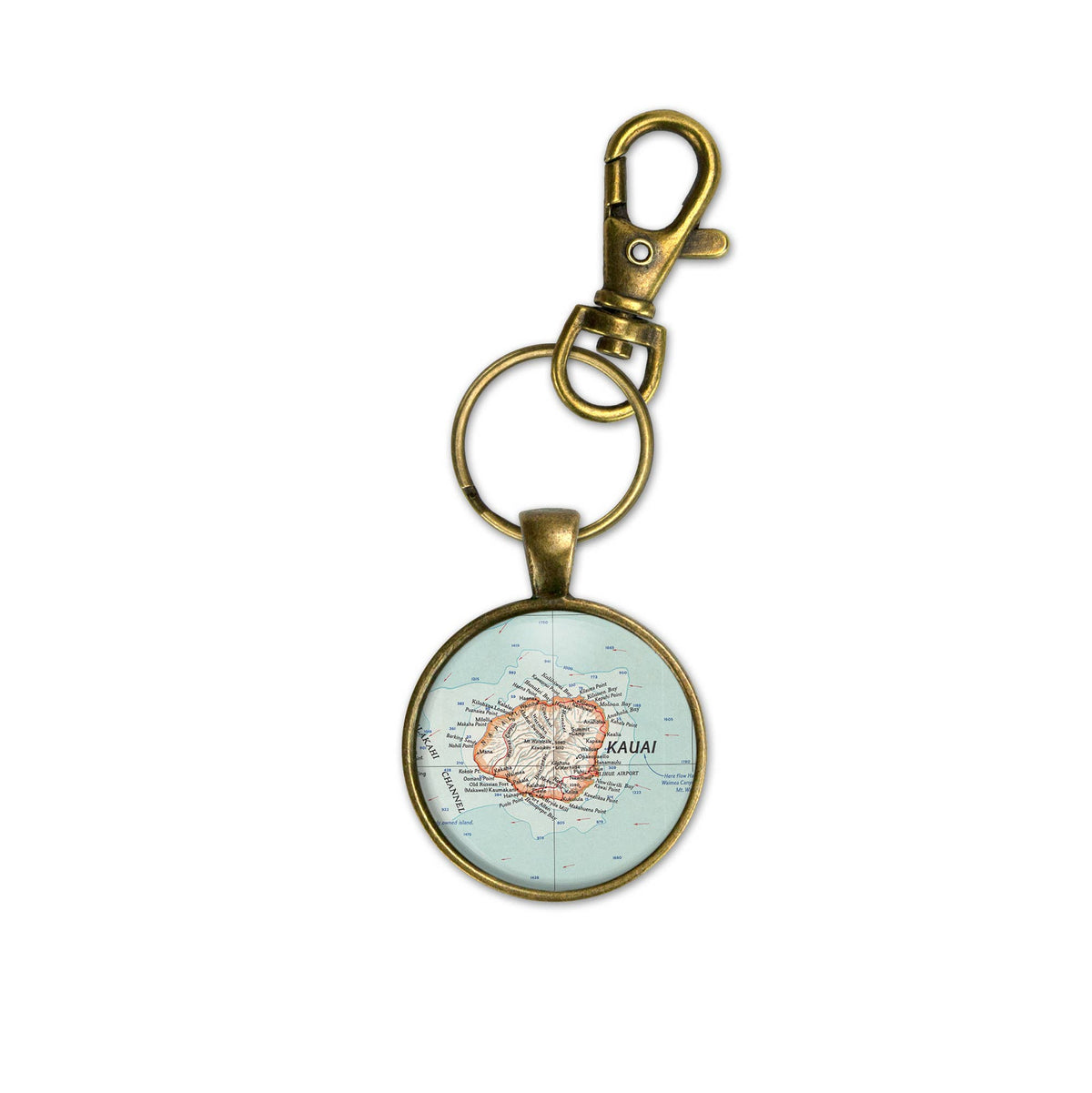 Kauai Hawaii vintage map keychain