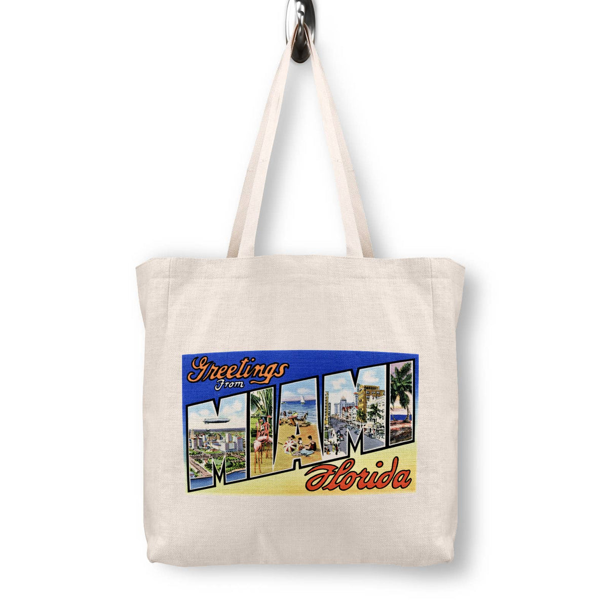 Miami Florida Vintage Postcard Canvas Tote Bag